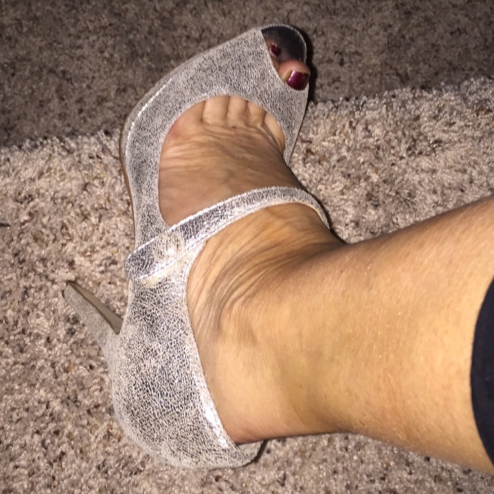 Silver strapped heels